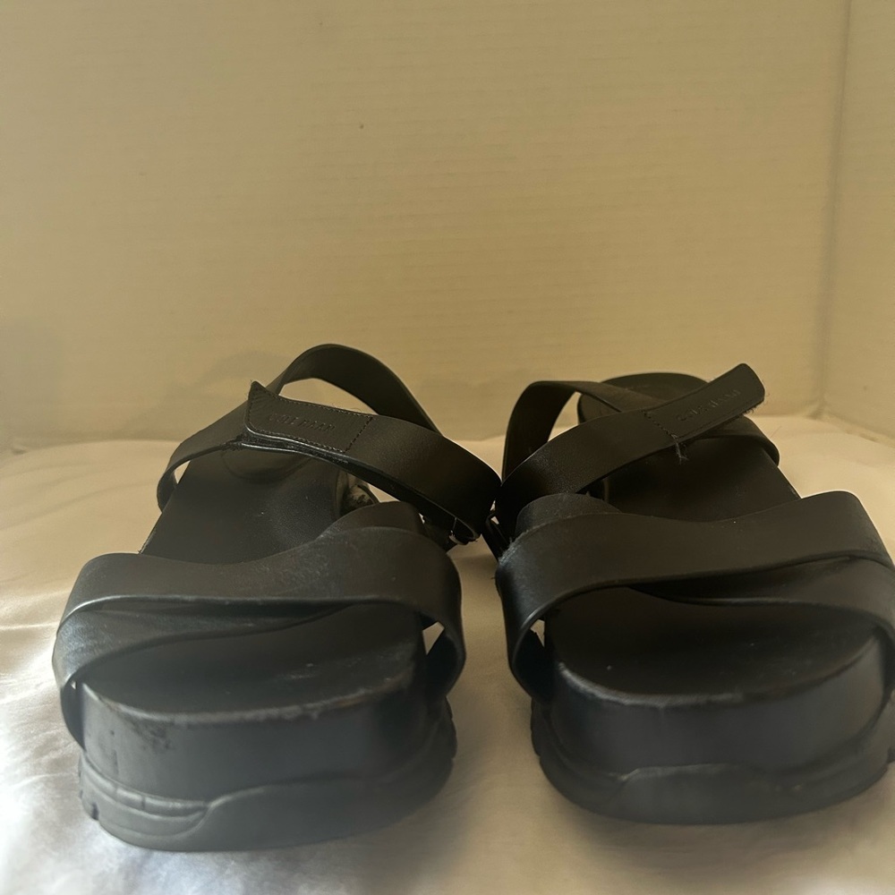 Cole Haan Black Platform Sandals Chunky Sole Ankle Strap